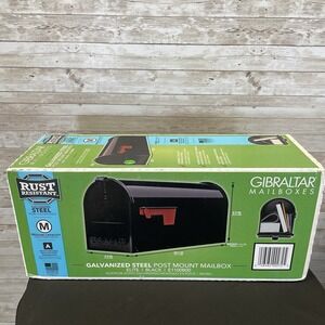 NEW Gibraltar Mailbox Medium Capacity Galvanized Post Mount Steel Black Classic